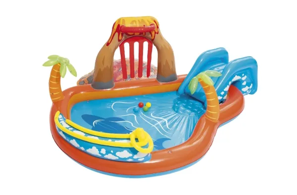 Bestway Lava Lagoon Kids Inflatable Water Play Center and Pool 2.65m X 2.65m X 1.04m Home Use Quick Setup