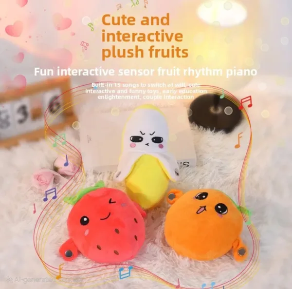 Interactive Musical Plush Fruit Toy Banana Strawberry Carrot Sensing Rhythm