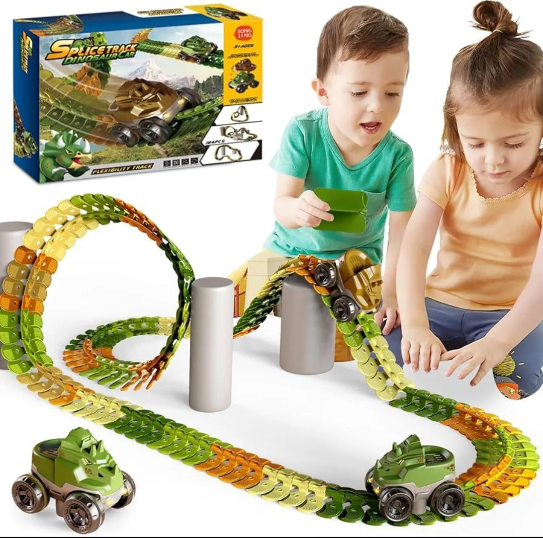Splice track dinosaur car